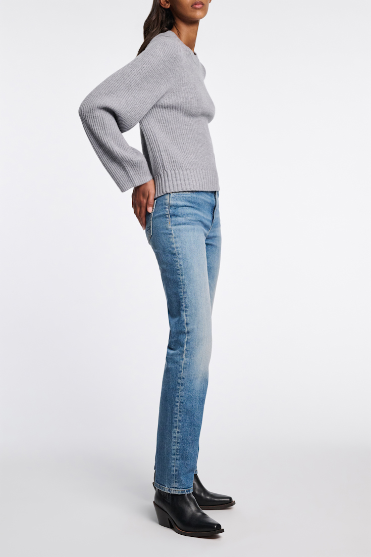 Dorothee Schumacher Gerippter Rundhalspullover aus Merino und Kaschmir medium grey