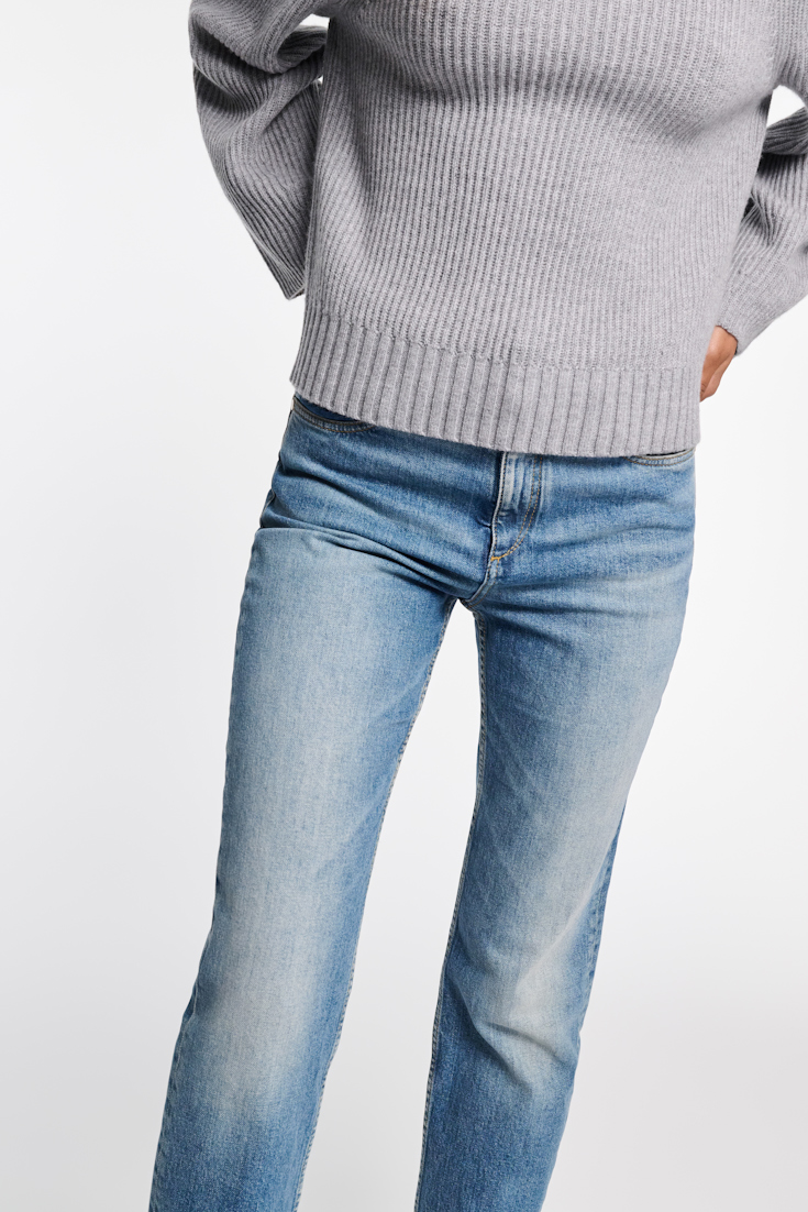 Dorothee Schumacher Gerippter Rundhalspullover aus Merino und Kaschmir medium grey