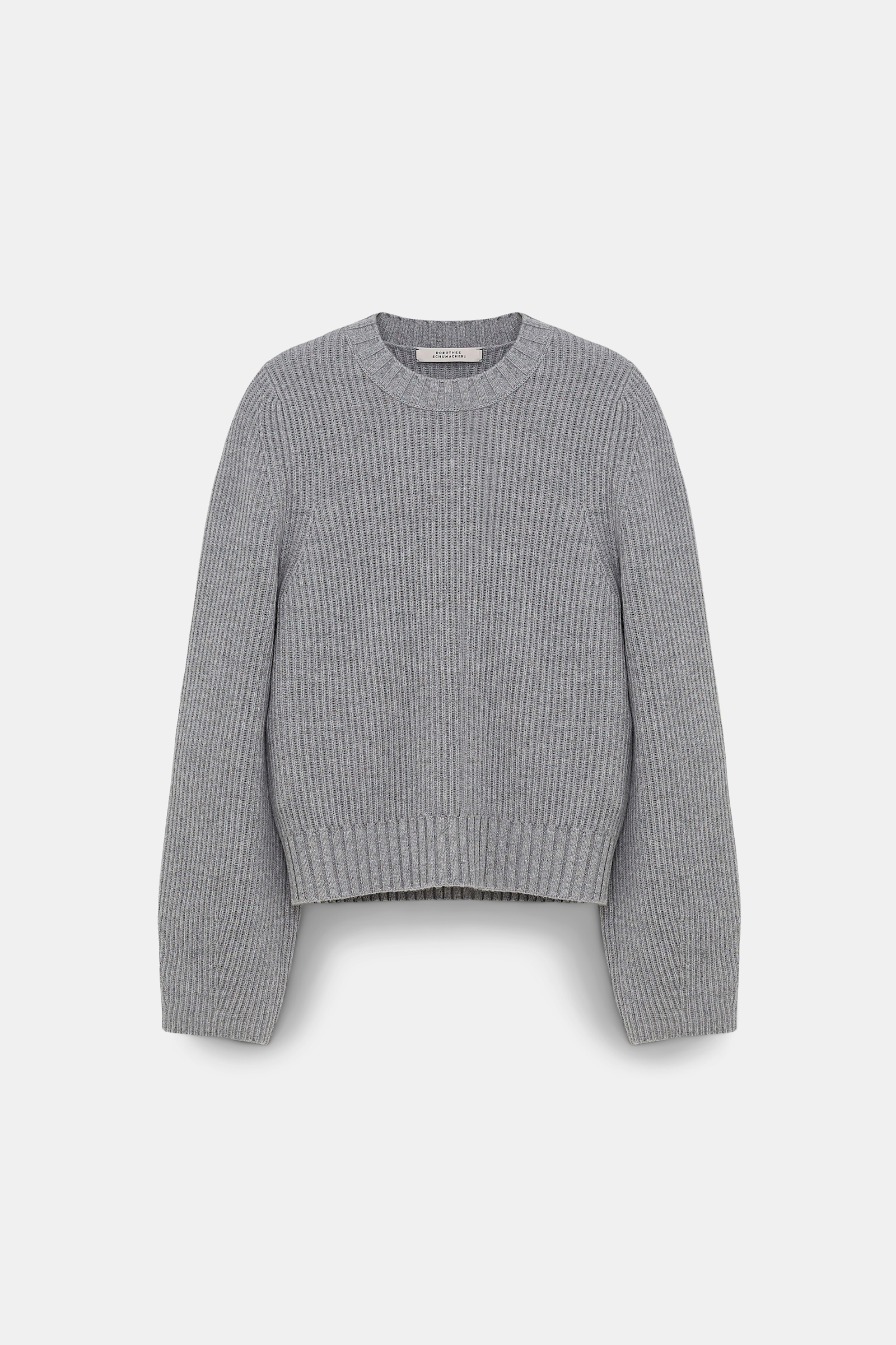 Dorothee Schumacher Gerippter Rundhalspullover aus Merino und Kaschmir medium grey