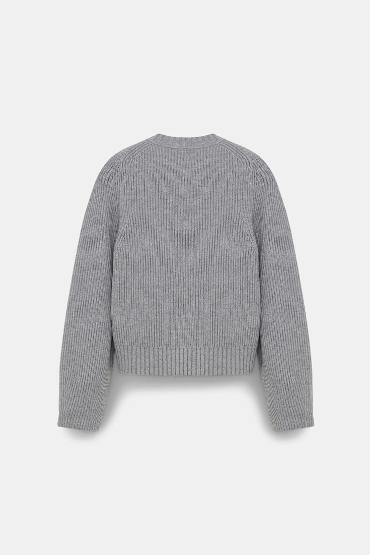 Dorothee Schumacher Gerippter Rundhalspullover aus Merino und Kaschmir medium grey