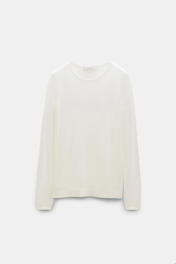 Dorothee Schumacher Round neck sweater in pure cashmere camellia white