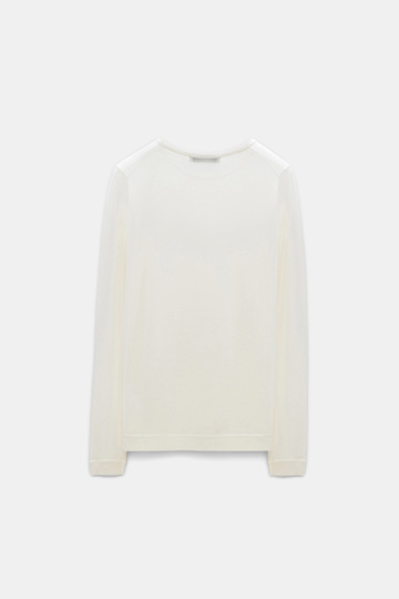 Dorothee Schumacher Round neck sweater in pure cashmere camellia white