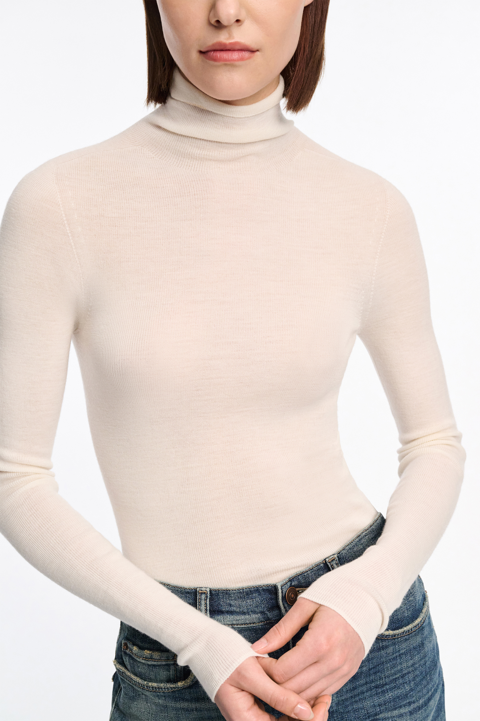 Dorothee Schumacher Rollkragenpullover aus Merino camellia white
