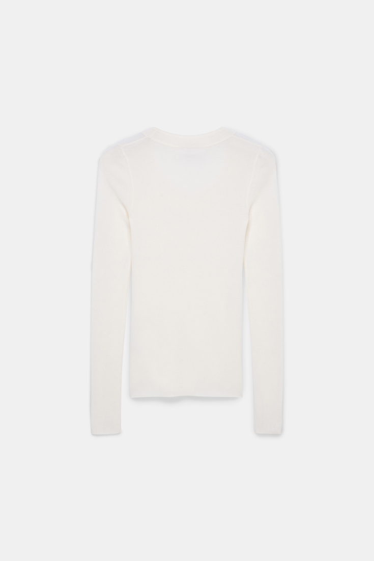 Dorothee Schumacher Pullover with deep scoop neckline camellia white