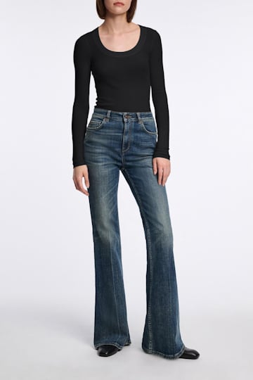 Dorothee Schumacher Pullover mit tiefem Rundhalsausschnitt aus Merino pure black