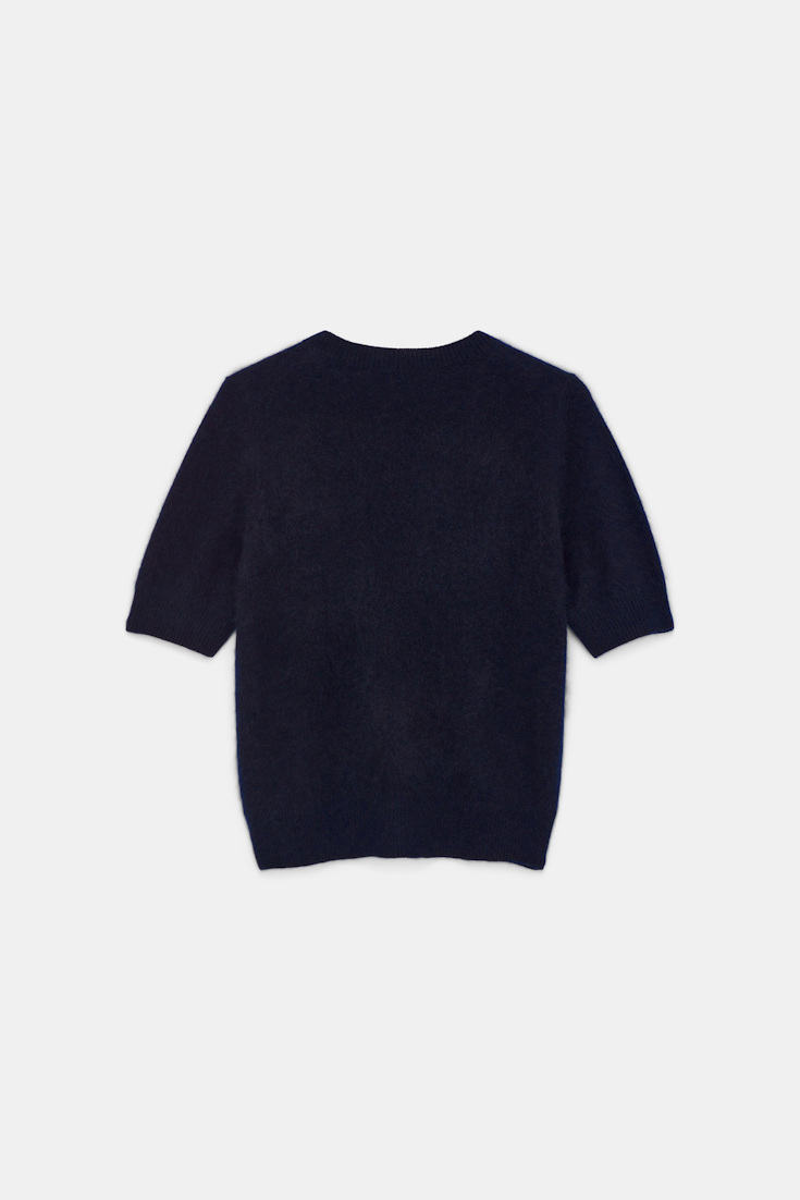 Dorothee Schumacher Merino-cashmere half-sleeve pullover dark navy