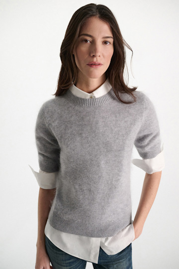 Dorothee Schumacher Merino-cashmere half-sleeve pullover medium grey