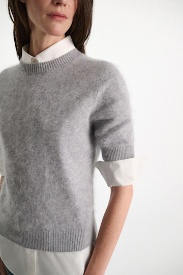 Dorothee Schumacher Merino-cashmere half-sleeve pullover medium grey
