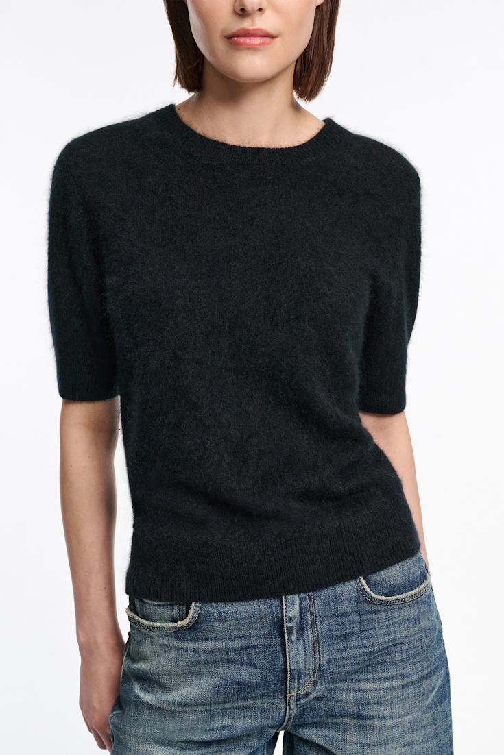 Dorothee Schumacher Merino-cashmere half-sleeve pullover pure black