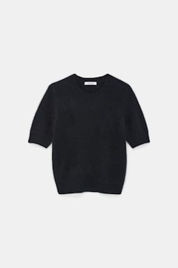 Dorothee Schumacher Fluffy Halbarm-Pullover aus Merino und Kaschmir pure black