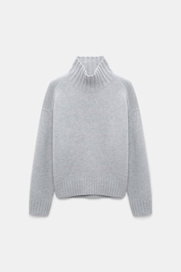 Dorothee Schumacher Turtleneck pullover in Merino-cashmere mix medium grey Product Front View