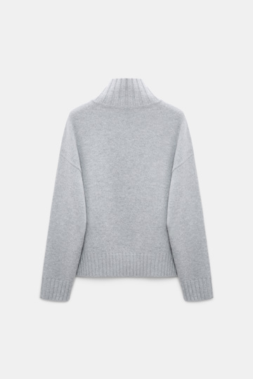 Dorothee Schumacher Turtleneck pullover in Merino-cashmere mix medium grey Product Detail View
