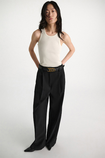 Dorothee Schumacher Fine rib cotton racerback tank top camellia white