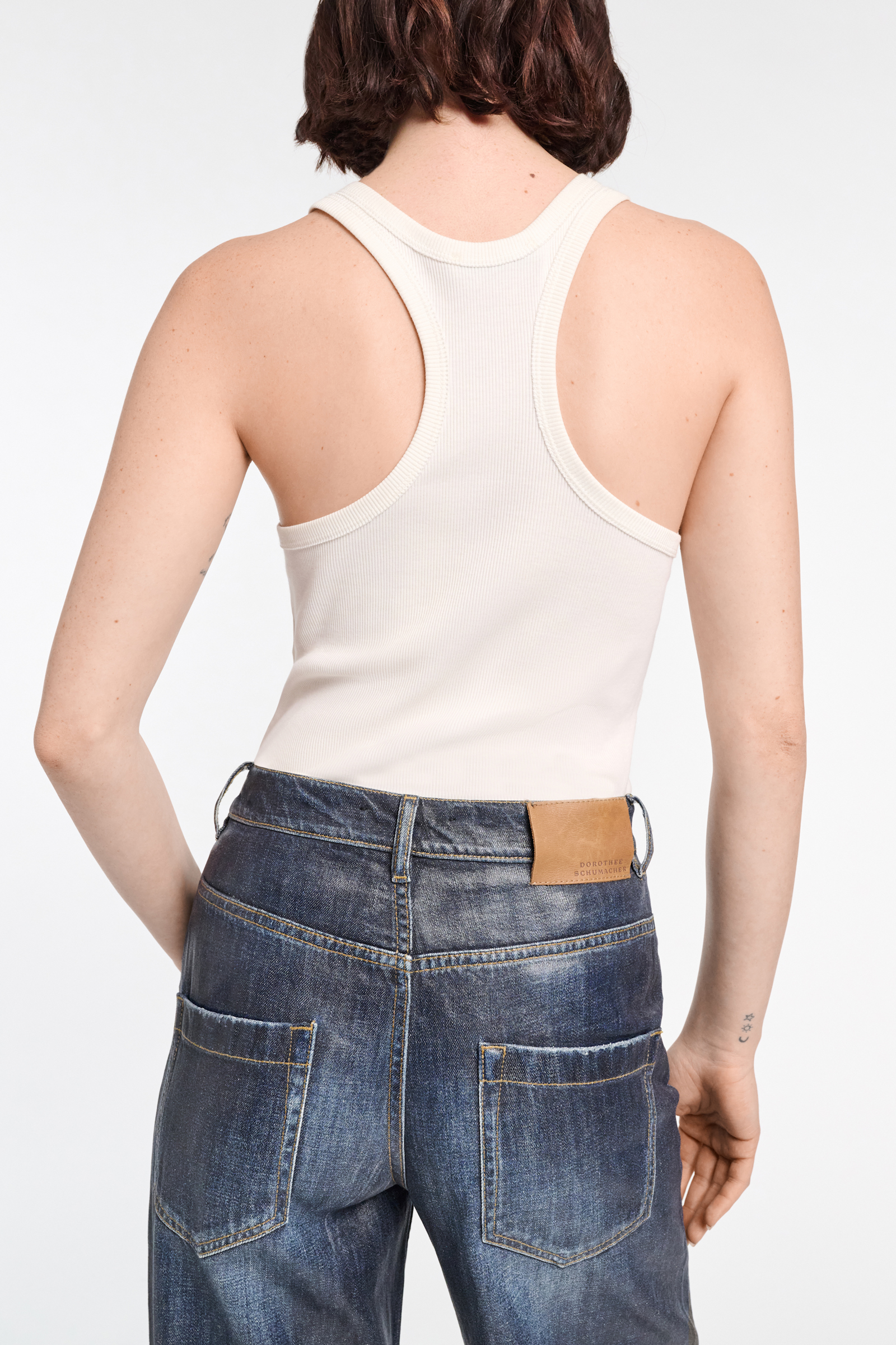 Dorothee Schumacher Geripptes Tanktop mit Racerback camellia white
