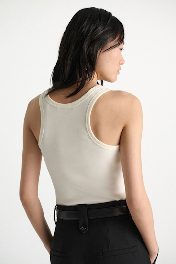 Dorothee Schumacher Fine rib cotton racerback tank top camellia white