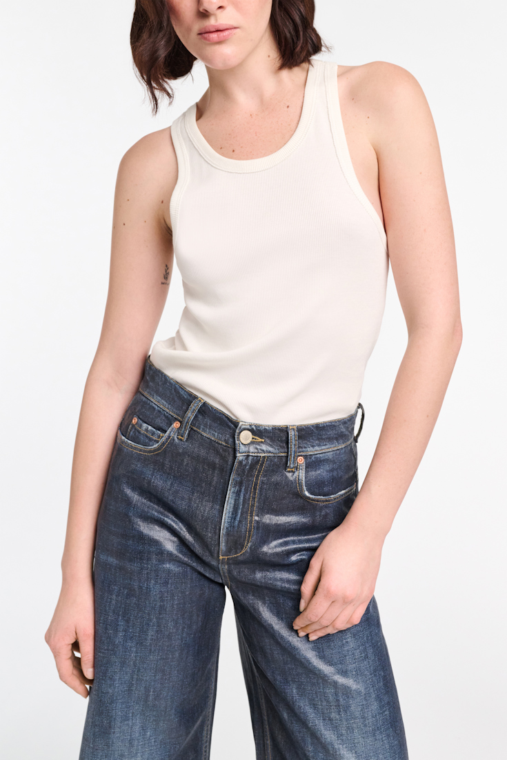 Dorothee Schumacher Geripptes Tanktop mit Racerback camellia white