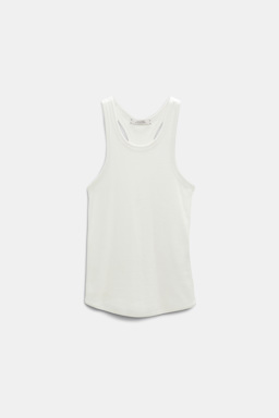 Dorothee Schumacher Fine rib cotton racerback tank top camellia white
