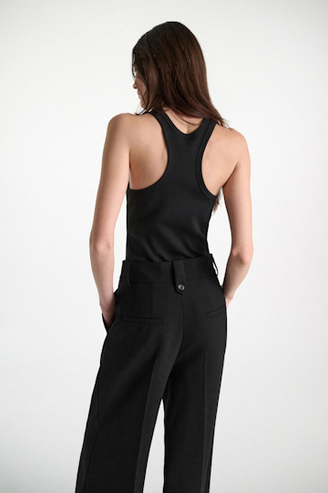 Dorothee Schumacher Fine rib cotton racerback tank top pure black