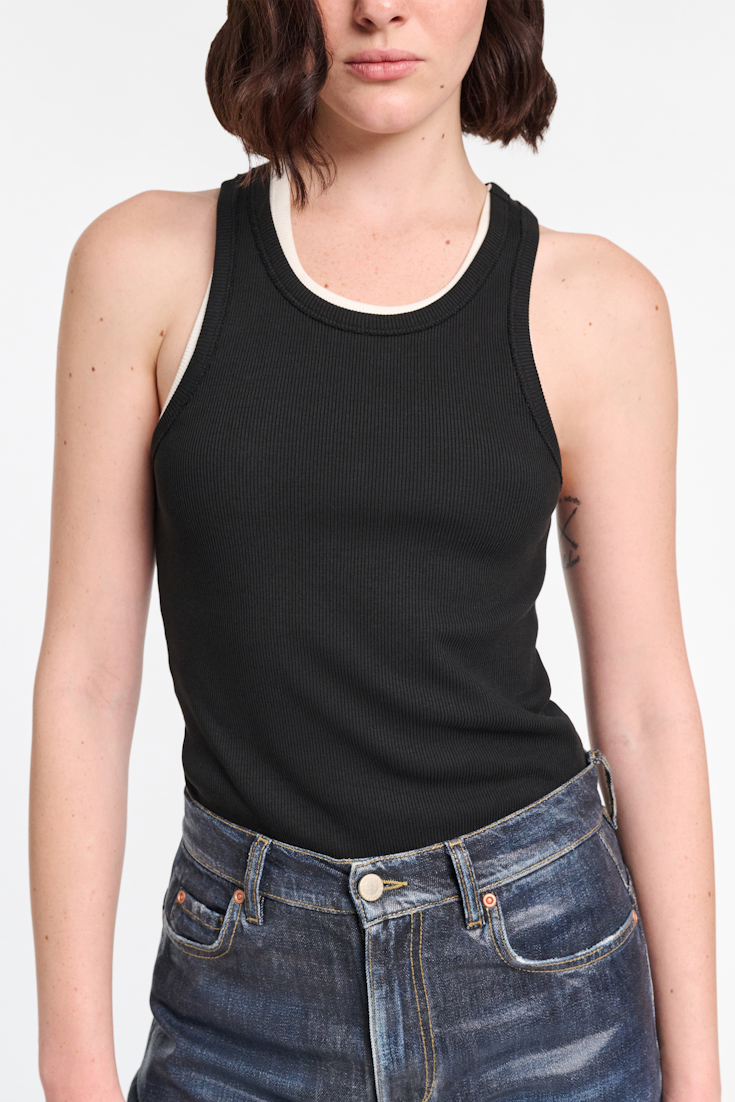 Dorothee Schumacher Geripptes Tanktop mit Racerback pure black