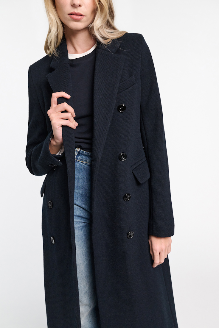 Dorothee Schumacher LANGER MANTEL AUS WOLL-STRETCH MIX dark navy