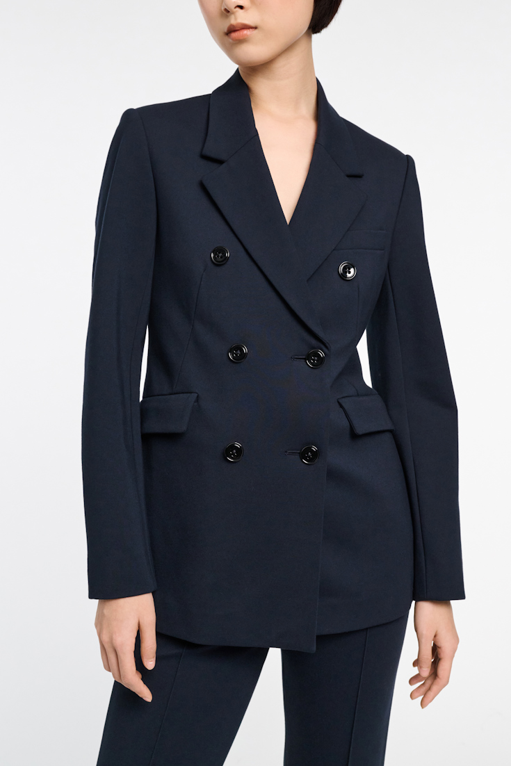 Dorothee Schumacher Doppelreihiger Blazer aus Punto Milano dark navy