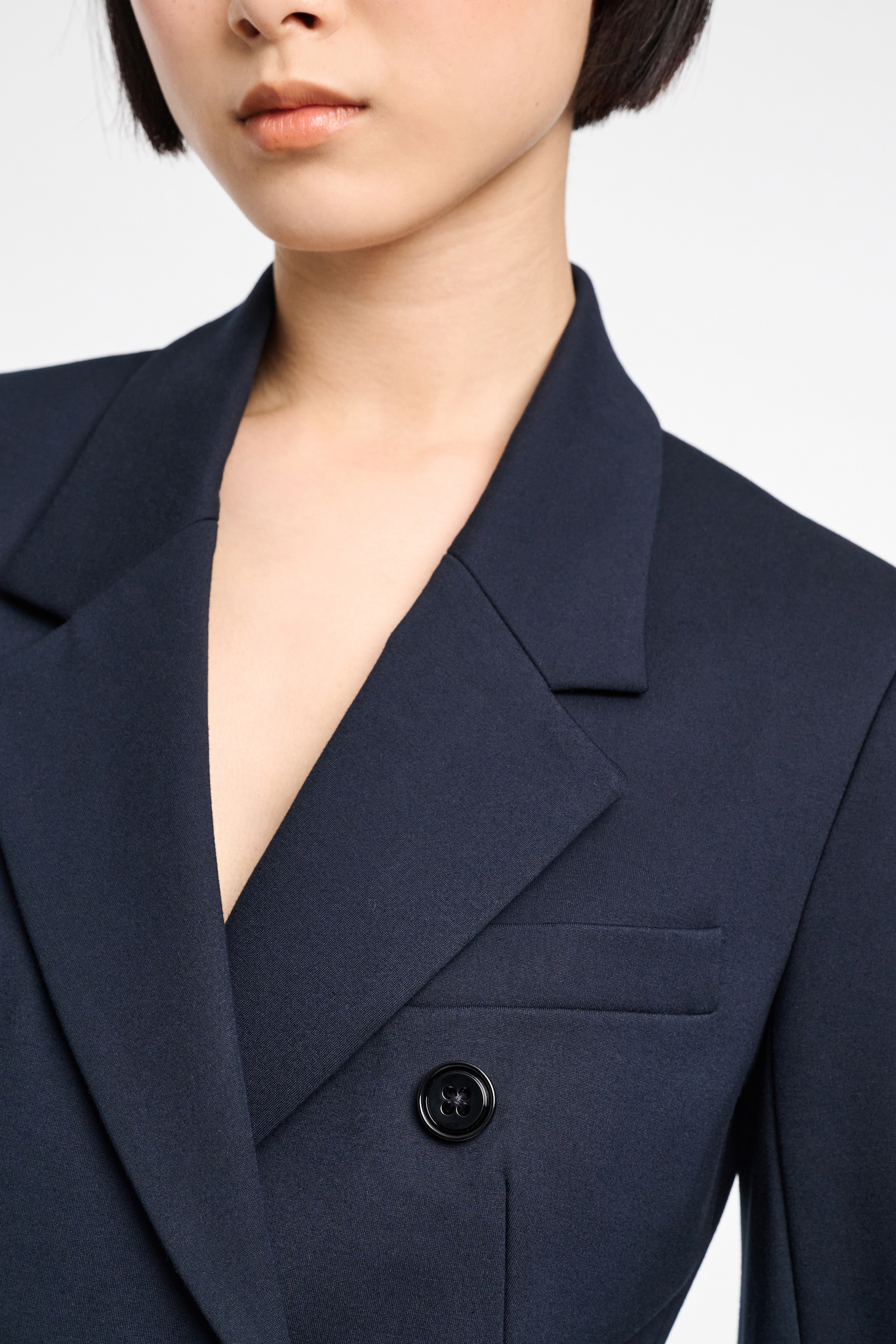 Dorothee Schumacher Doppelreihiger Blazer aus Punto Milano dark navy