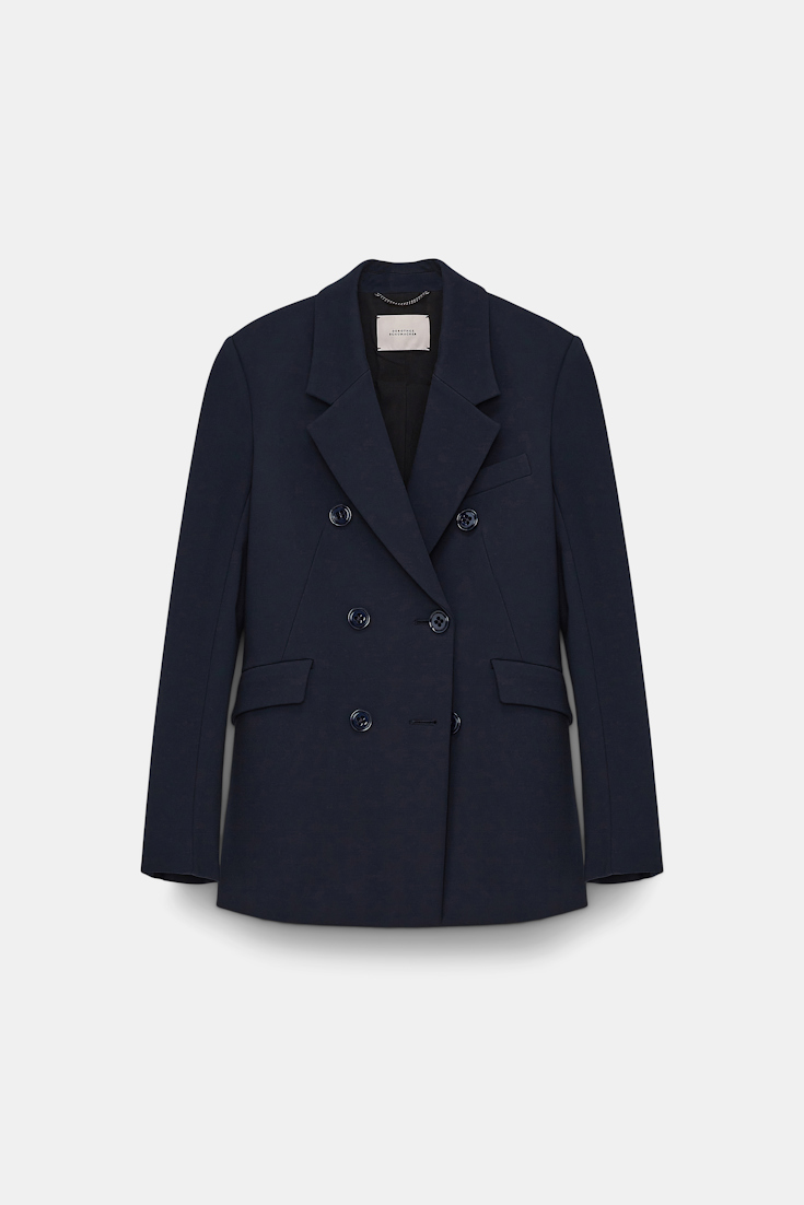 Dorothee Schumacher Doppelreihiger Blazer aus Punto Milano dark navy