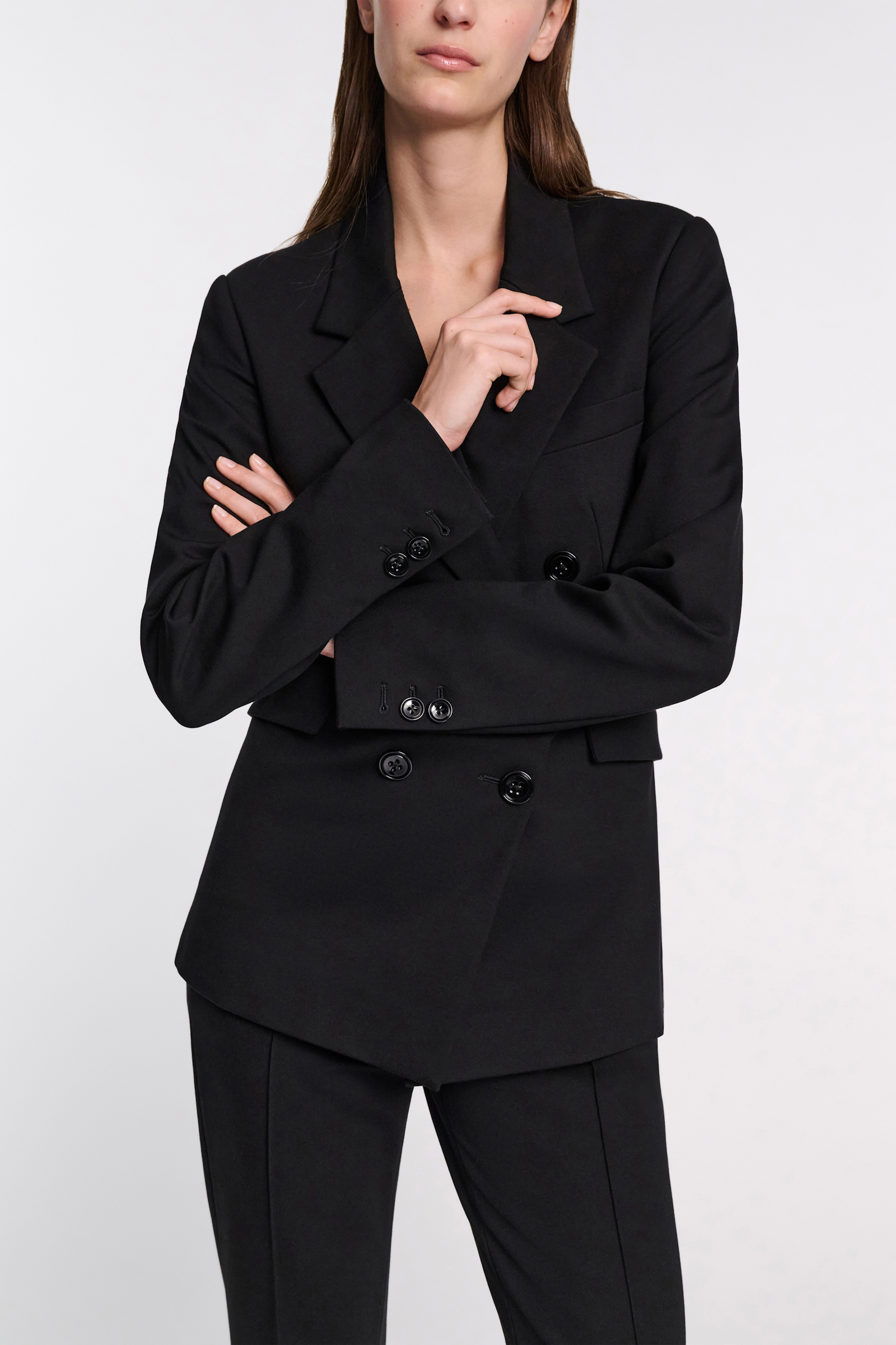 Dorothee Schumacher Double-breasted blazer in Punto Milano pure black
