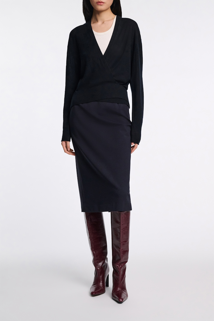 Dorothee Schumacher Pencil skirt in Punto Milano dark navy