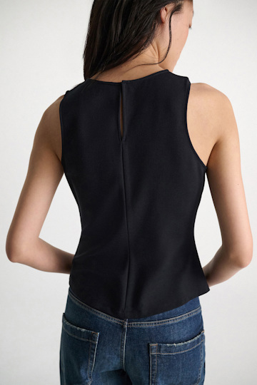 Dorothee Schumacher Racerback tank top in lightweight Punto Milano dark navy