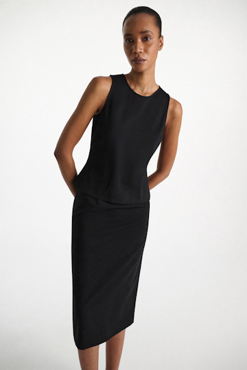 Dorothee Schumacher Racerback tank top in lightweight Punto Milano pure black