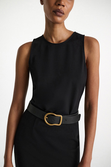 Dorothee Schumacher Racerback tank top in lightweight Punto Milano pure black