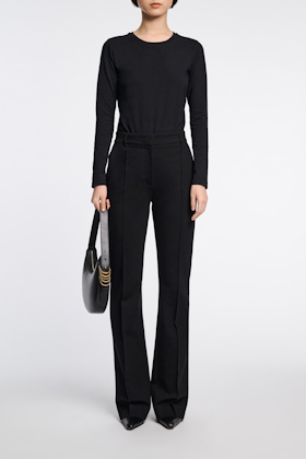 Dorothee Schumacher Hose mit ausgestelltem Bein aus Punto Milano pure black