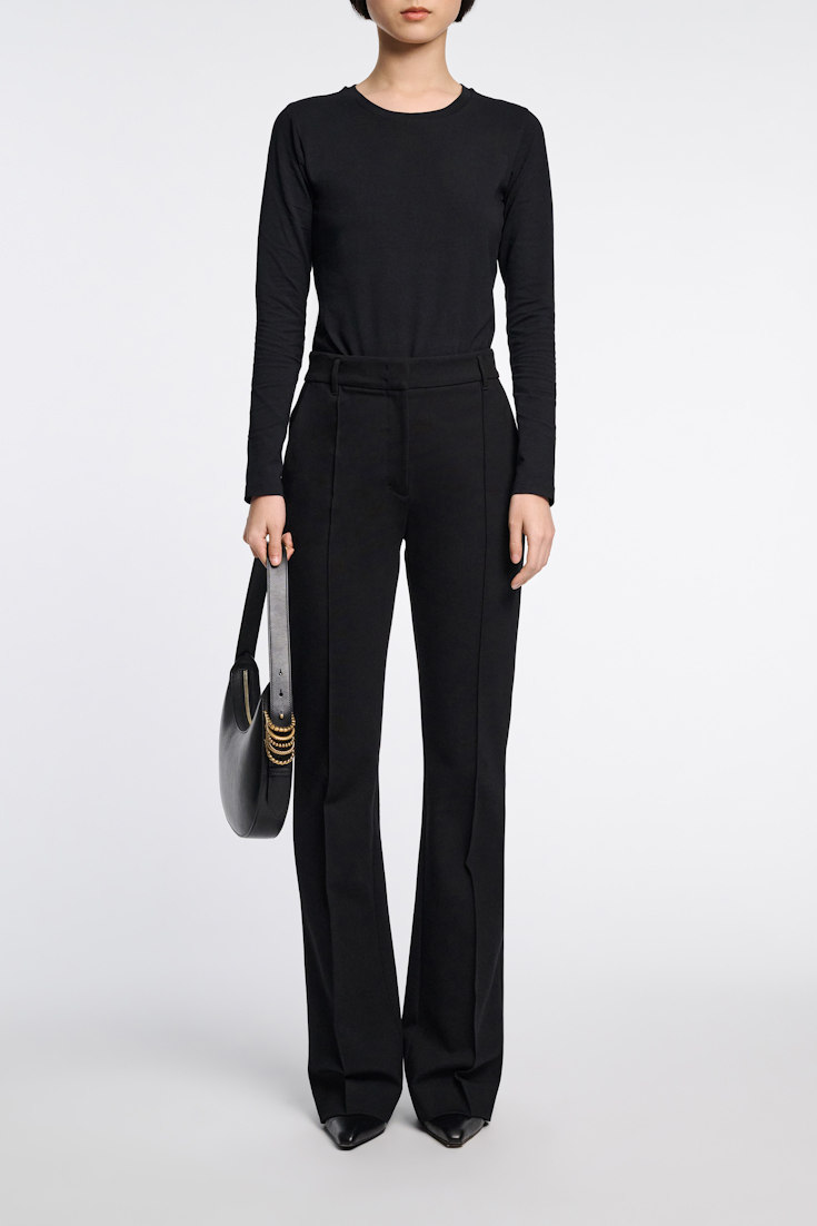 Dorothee Schumacher Hose mit ausgestelltem Bein aus Punto Milano pure black