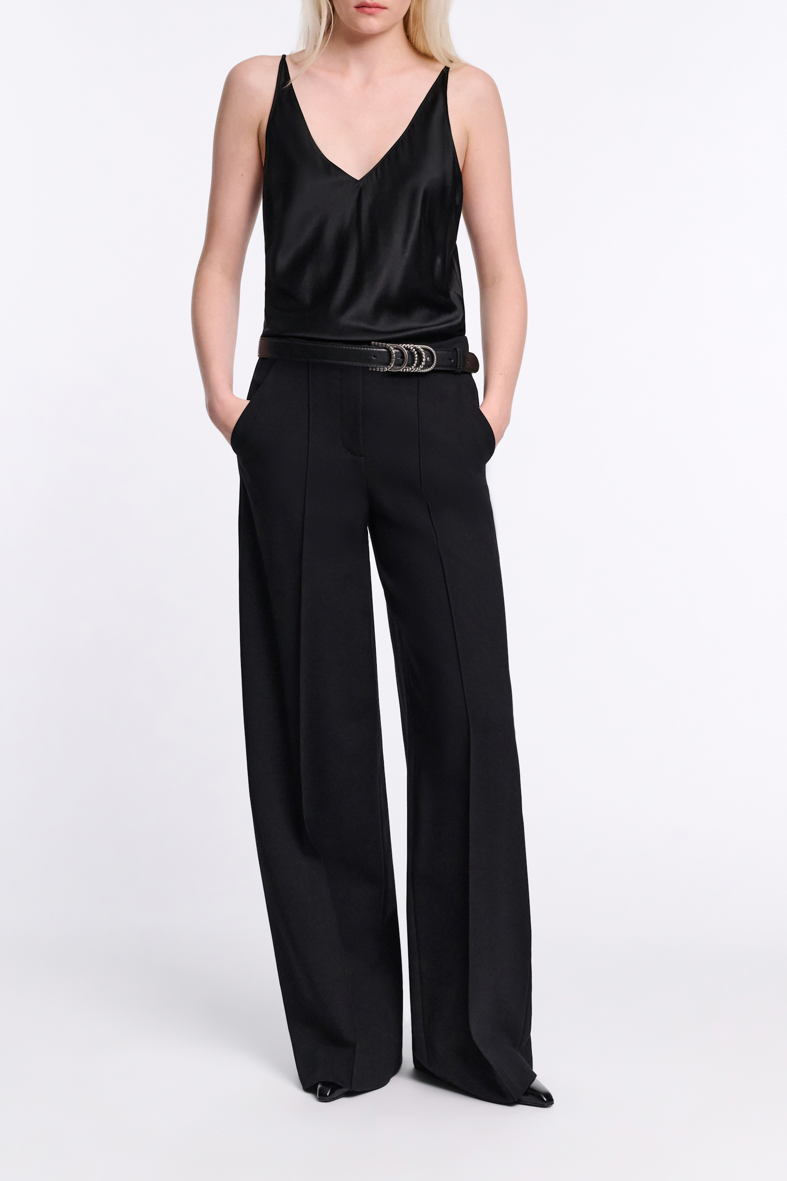 Dorothee Schumacher Hose mit weitem Bein aus Punto Milano pure black