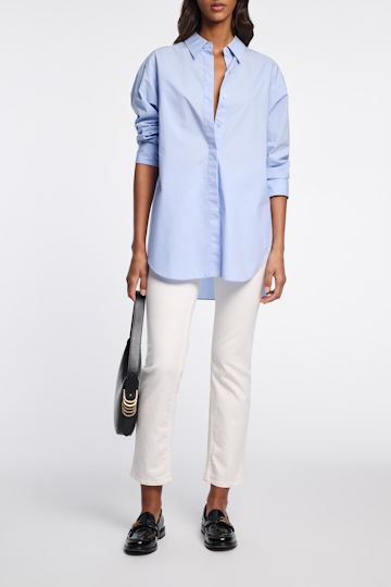 Dorothee Schumacher Relaxed fit stretch cotton poplin shirt soft blue