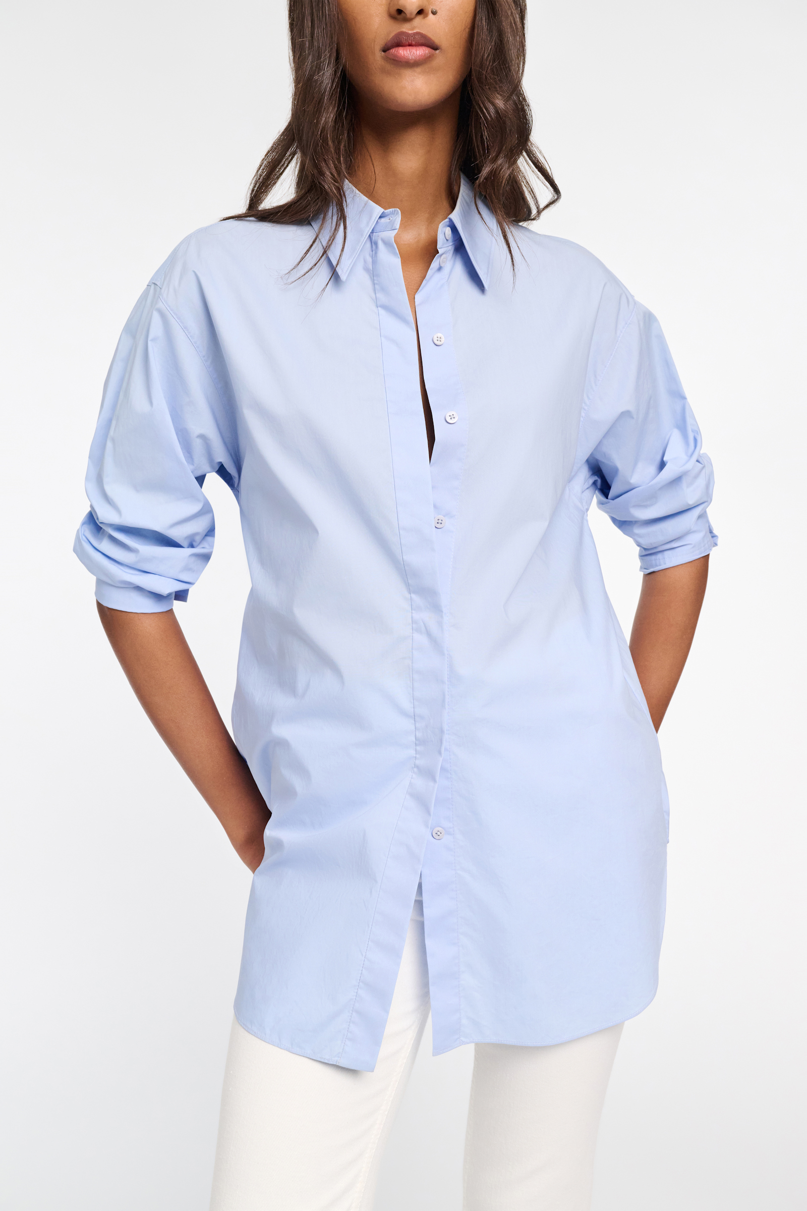 Dorothee Schumacher Lange Hemdbluse aus Popeline soft blue