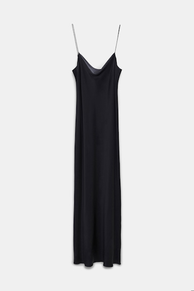 Dorothee Schumacher Loosely fitted stretch silk-satin midi-dress pure black