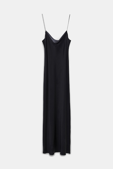 SENSE OF SHINE dress Dorothee Schumacher Kleid aus Satin mit Wasserfallausschnitt pure black