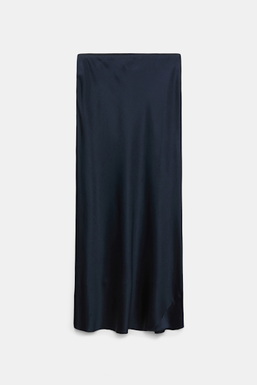 Dorothee Schumacher Rock aus Satin mit Bias-Cut dark navy