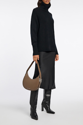 Dorothee Schumacher Stretch silk-satin midi-skirt pure black