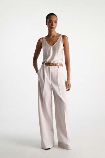 Dorothee Schumacher Stretch silk-satin V-neck camisole natural white