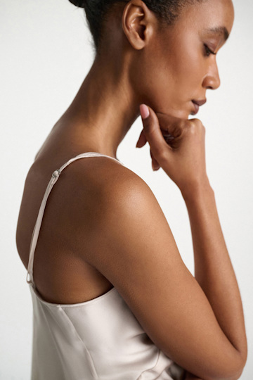 Dorothee Schumacher Stretch silk-satin V-neck camisole natural white