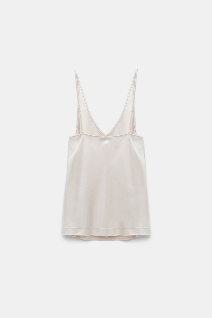 Dorothee Schumacher Top aus Satin mit verstellbaren Trägern natural white