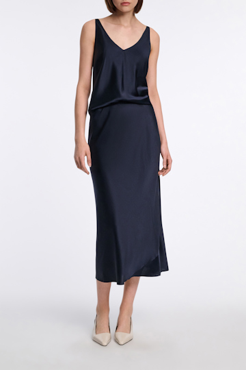 Dorothee Schumacher Top aus Satin mit verstellbaren Trägern dark navy