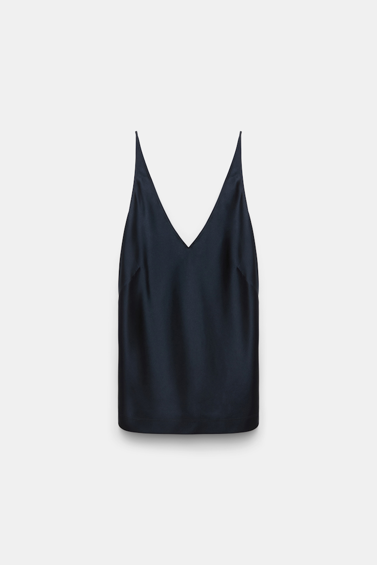 Dorothee Schumacher Top aus Satin mit verstellbaren Trägern dark navy