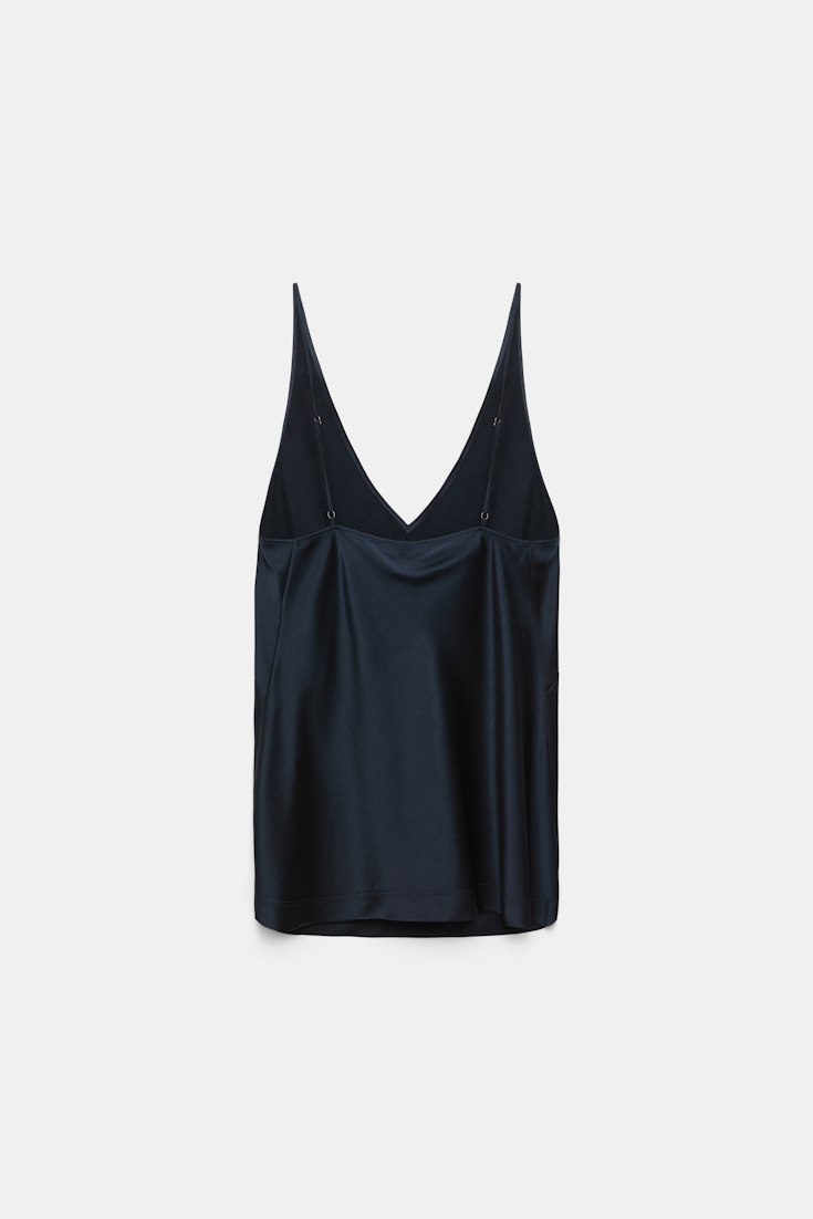 Dorothee Schumacher Top aus Satin mit verstellbaren Trägern dark navy