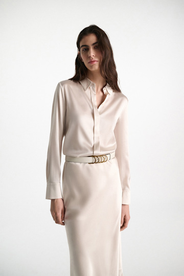 Dorothee Schumacher Stretch silk satin blouse natural white