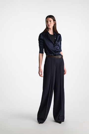 Dorothee Schumacher Stretch silk satin blouse dark navy