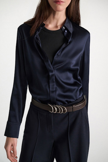 Dorothee Schumacher Stretch silk satin blouse dark navy